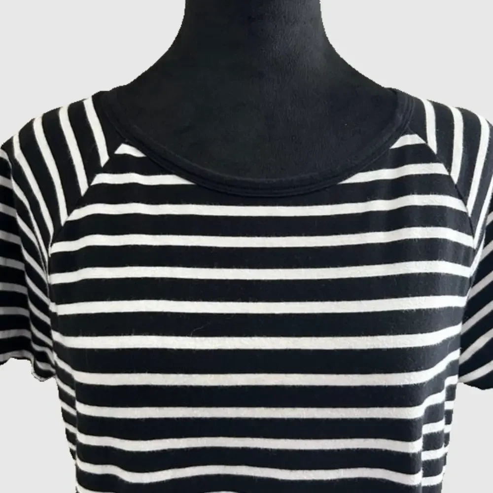 Michael Kors Crew Neck Short Sleeve Stripe Tunic Dress Black White M